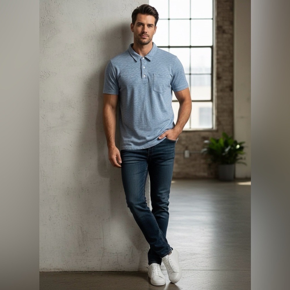 Faherty Blue Men's Polo Shirt size XL